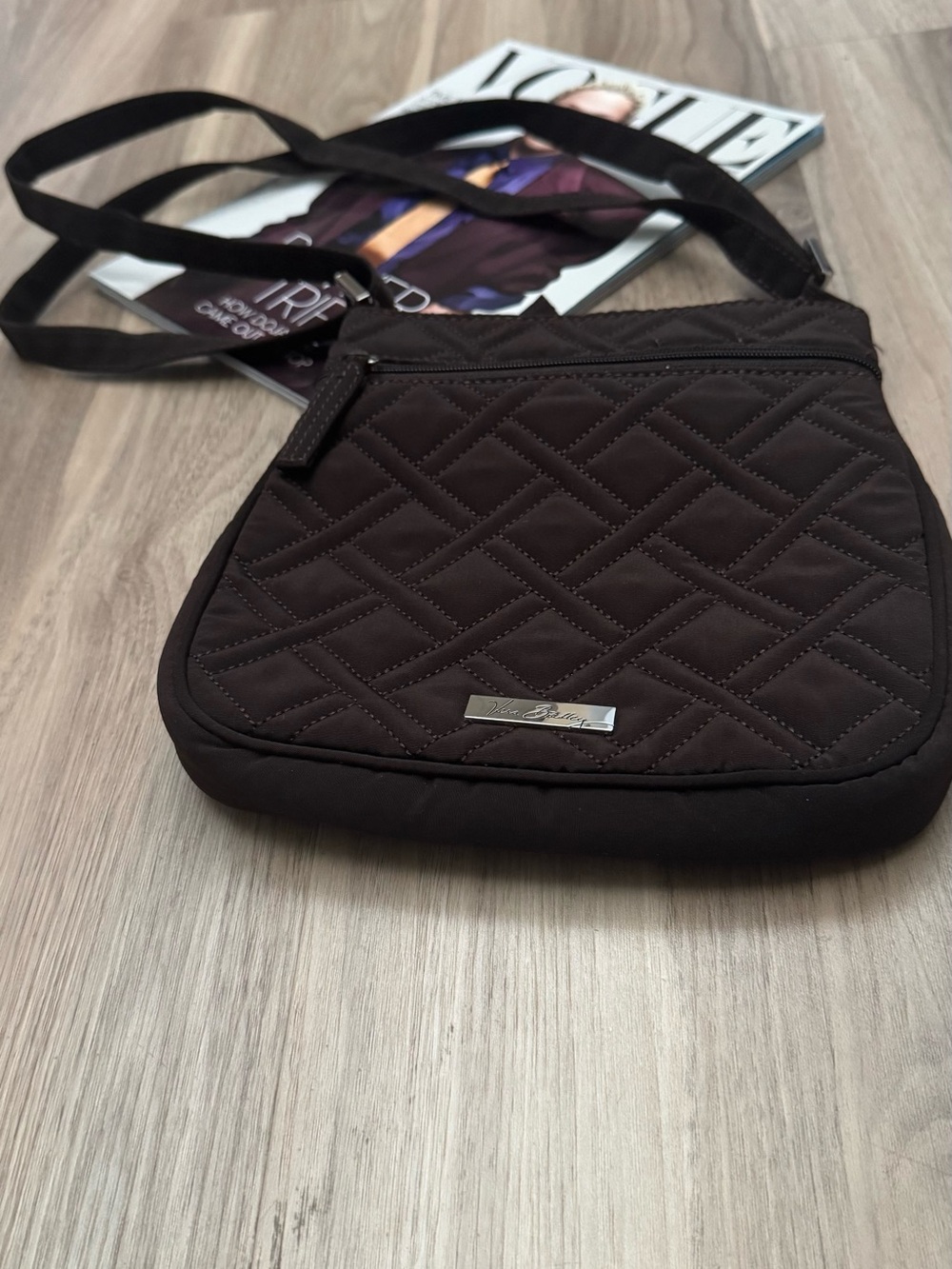 Vera Bradley Quilted crossbody bag in dark brown